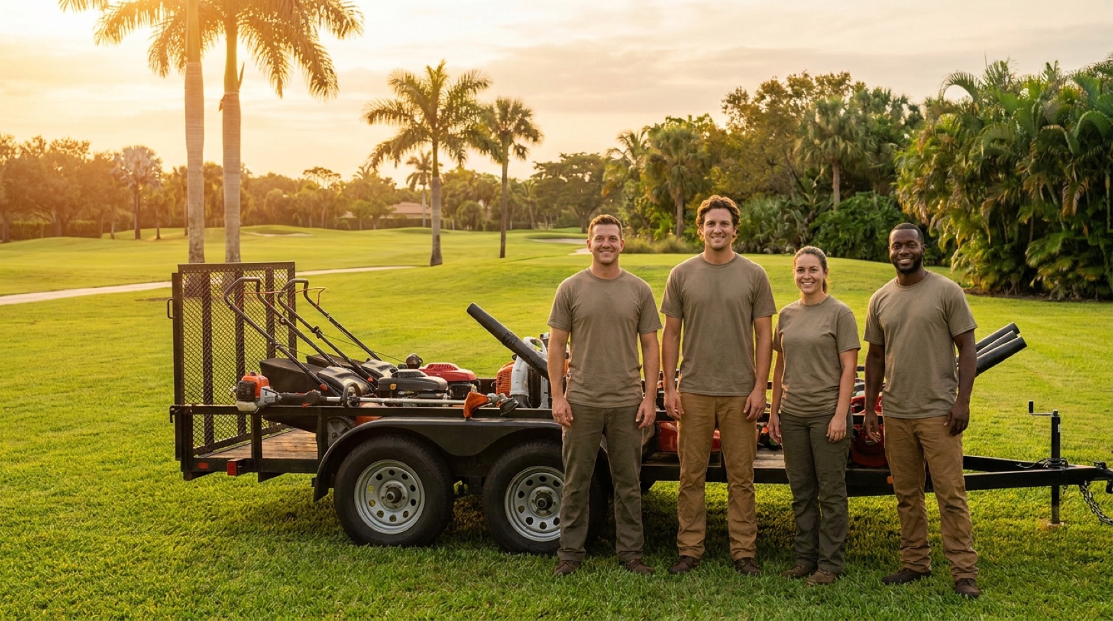 Blue Daisy crew caring for a Central Florida lawn
