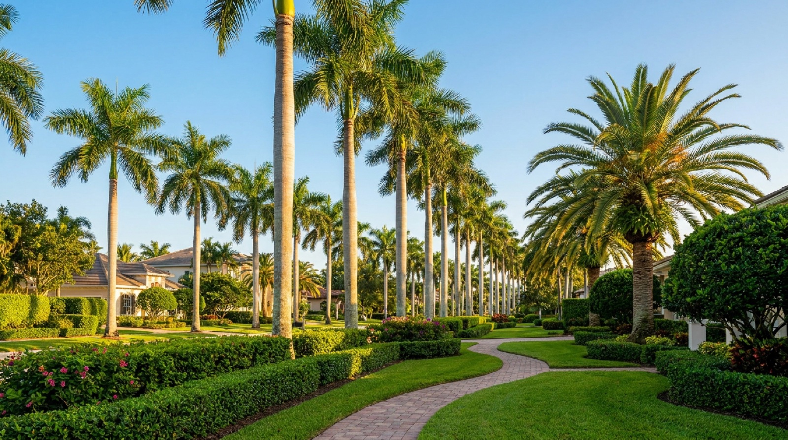 Trimming palms and shrubs